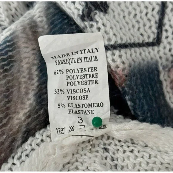 Made in Italy Womens Graphic Open Knit Sweater Long Sleeve Cowgirl Star Beach - Picture 7 of 7